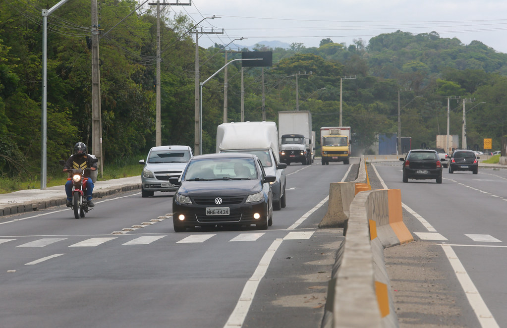 Imagem mostra o acesso duplicado do Eixo Industrial Norte de Joinville