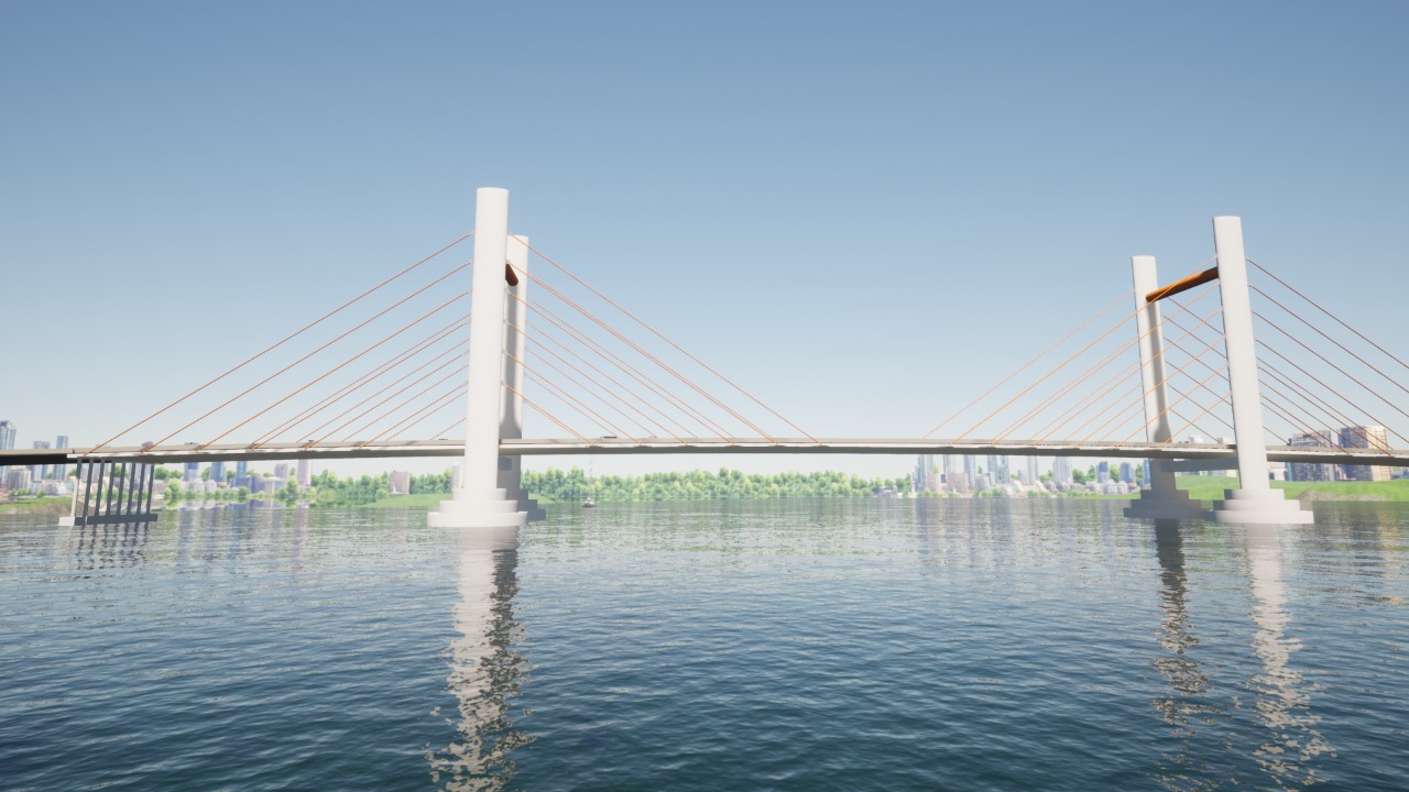 Imagem do projeto da ponte estaiada do Pontal, em Laguna