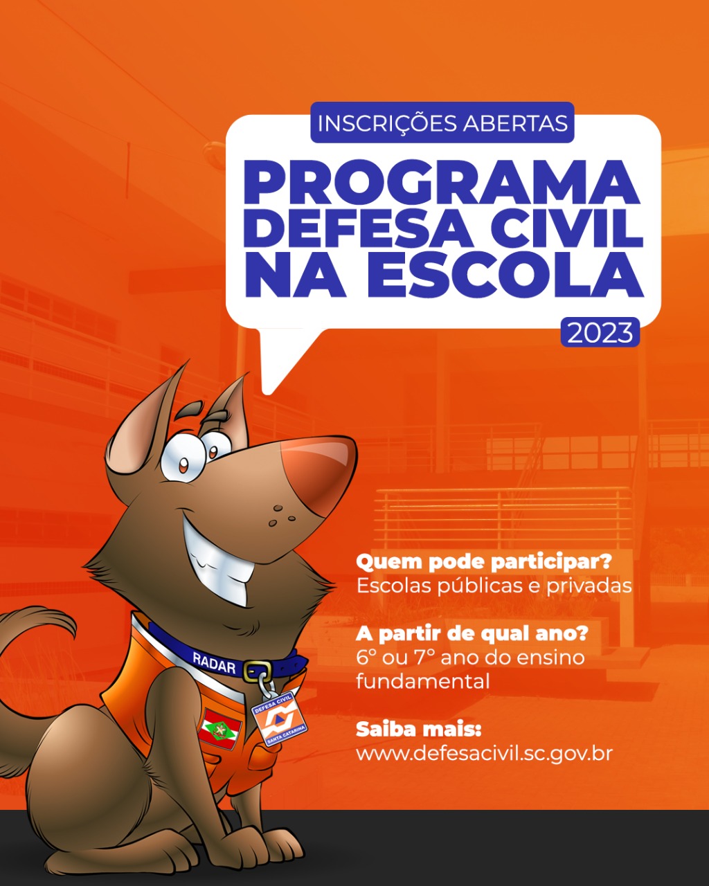 Inscrições abertas para o Programa Defesa Civil na Escola 2023