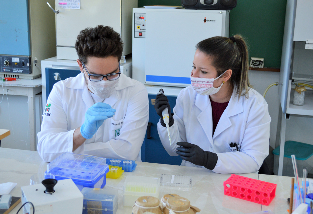 Pesquisadores da Udesc analisam substâncias em laboratório