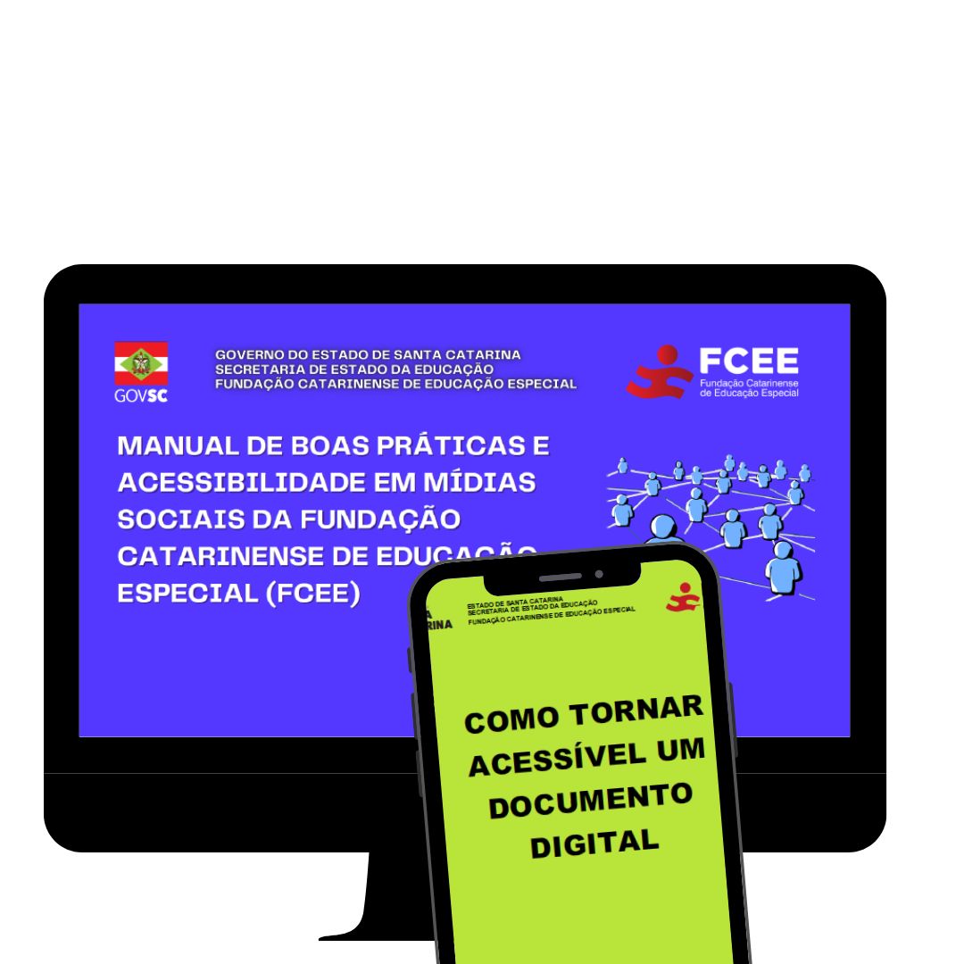 Imagem com texto: Acessibilidade digital é tema de novas publicações da FCEE