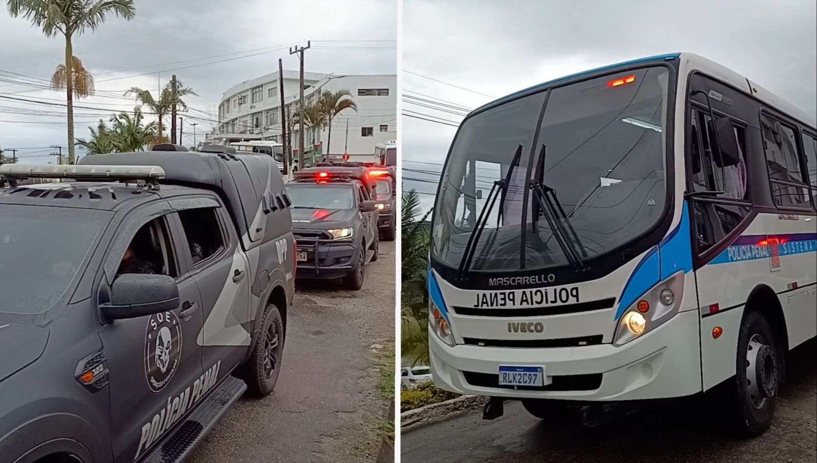 Veículos que fazem a transferência de detentos de Santa Catarina para o Rio Grande do Sul